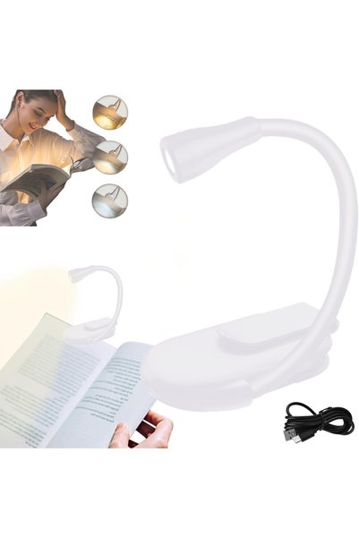 Dasbo LED Reading Light with Clip, Portable, USB Rechargeable, 3 Color Temper...
