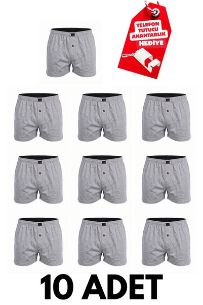 Tutku 10-Piece Set of Plain Cotton Jersey Terry Cloth Men's Boxer Shorts with...