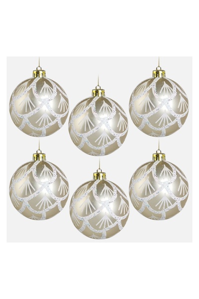 OEM Set Globuri de Crăciun Sampanii cu Modele Holografice si glitter Ø8 cm - ...