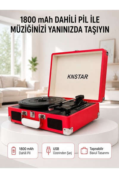 Eco Lounge Retro Bavul Pikap Dahili Hoparlörlü AUX USB SD Kart ve Bluetooth Bağlantılı Taşınabilir Tasarım