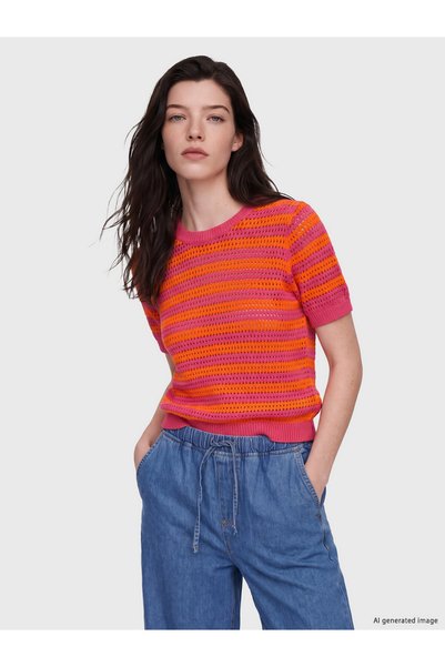 LC Waikiki Nevavm Lcw Comfort Orange Knitwear Openwork Oval Collar Women's Sw...