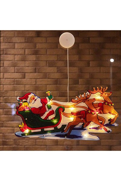 OEM Decoratiune de Craciun pentru fereastra, Sanie cu reni, cu LED-uri, 26 cm...