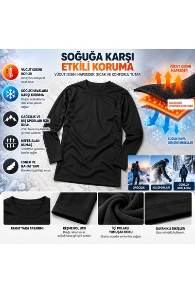HELMİRA Men's Black Thermal Top: Long-Sleeved Heat-Retaining Base Layer That ...