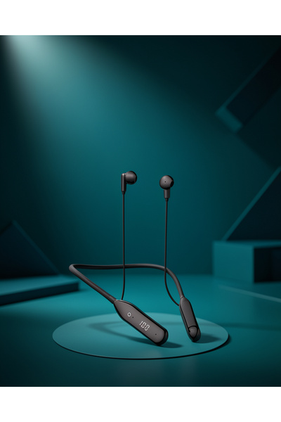 tecnocom Kablolu Boyun Bantlı Dijital Göstergeli Bluetooth Kulaklık 100 Saat