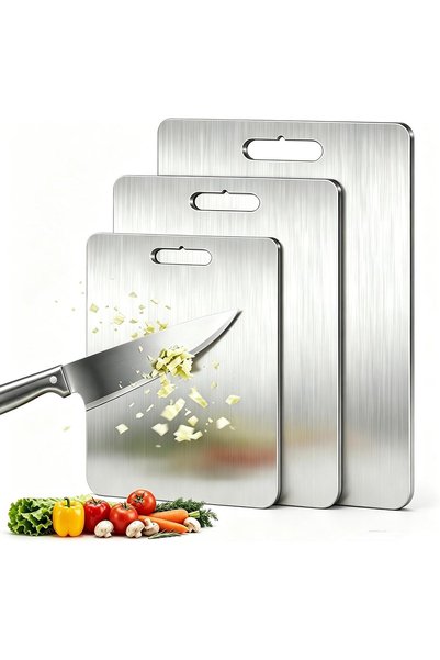 NUANRONGGE 3 cutting boards - double-sided food-grade 304 stainless steel, wi...