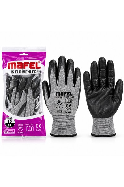 UCUZTEKNO 12 PAIRS OF ZEBRA GRAY/BLACK NO. 10 XL NITRILE WORK GLOVES, PACKAGE...