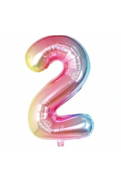 OEM Balon din folie metalizată în formă de cifră 2 Gradient, pentru aniversăr...