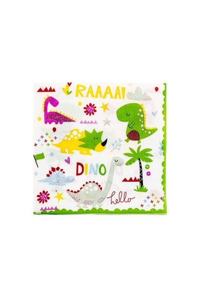 OEM Set 20 șervețele de masă Dino Park din hârtie, 17 x 17 cm, multicolor, pe...