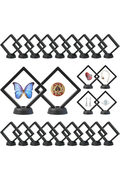 ALMEKAQUZ 16Pcs 3D Floating Display Case, Transparent PE Film Jewelry Storage...