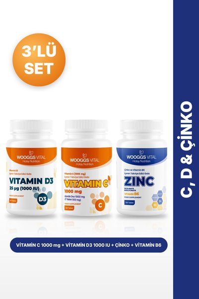 Hotay Nutrition Wooggs Vital Vitamin C 1000 mg, 120 Tablets + Vitamin D3 1000...