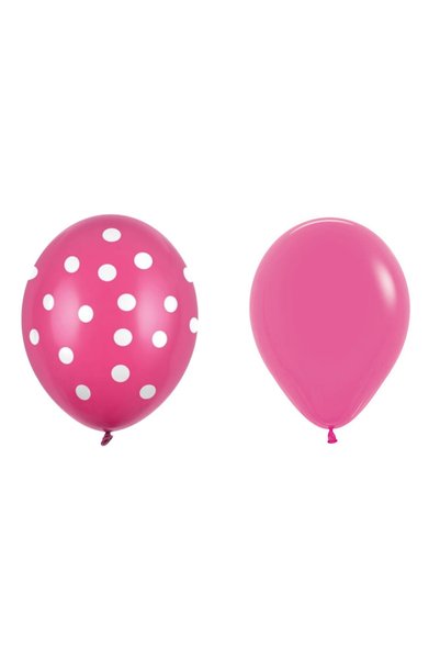 OEM Set 10 Baloane din Latex, Model Party cu Buline și Simple, 30 cm, Fucsia,...