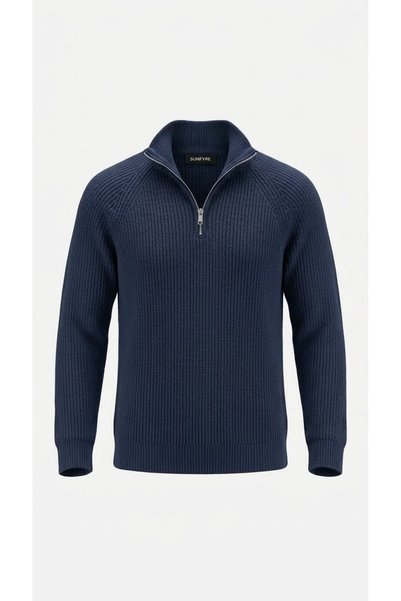 sunfyre Men's Half-Zip Mock Neck Chunky Knit Sweater SUN663