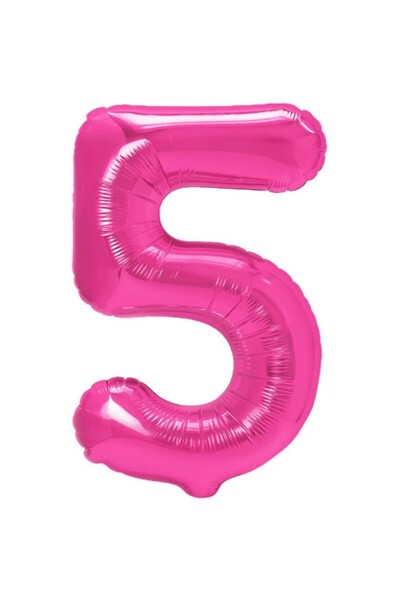 OEM Balon din folie metalizată în formă de cifră 5, pentru aniversări 40 cm, roz