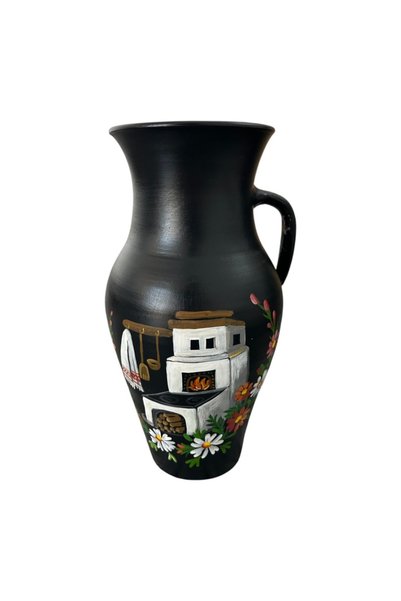 Ceramica Martinescu Ulcior ceramic negru, pictat manual, model soba tradition...