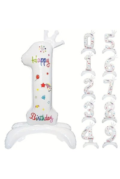 OEM Balon din folie metalizată în formă de cifră, cifra 1 cu Happy Birthday S...
