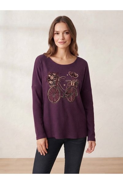 AYASOFYA OTANTIK Bluză-tunică din tricot oversize, texturat, pentru femei, cu...