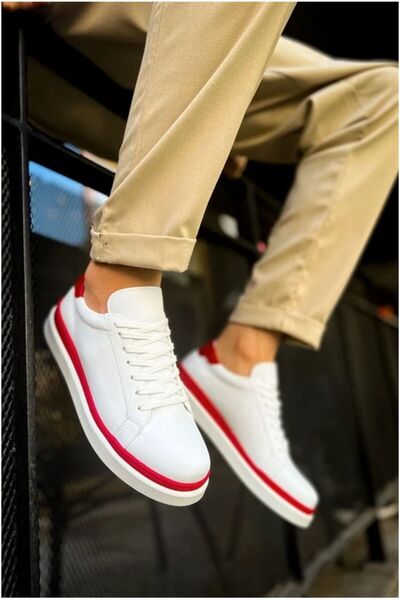 Nur store Çanta Men's Lace-Up Stable Breathable Sneakers · Color: WHITE/RED ·...