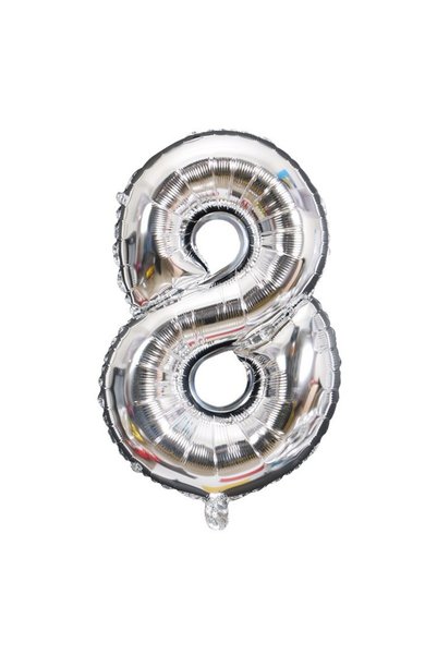 OEM Balon din folie, Cifra 8, 81 cm, Pentru Aer sau Heliu, Bulk, argintiu, de...