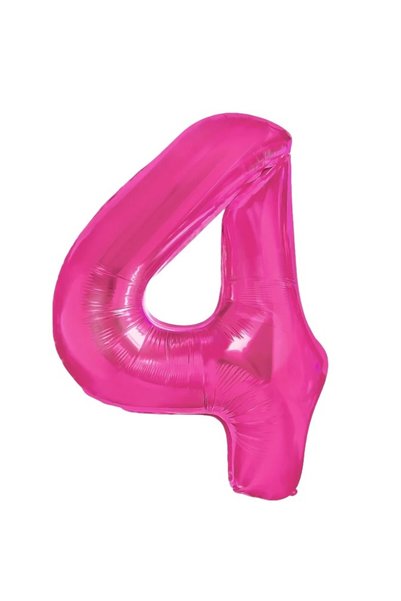 OEM Balon din folie metalizată în formă de cifră 4, pentru aniversări 40 cm, roz