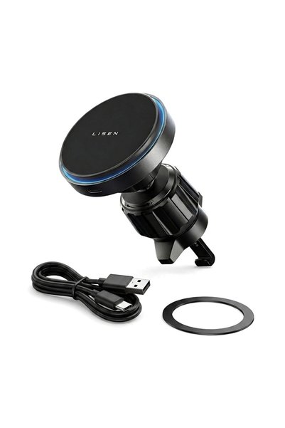 LISEN Suport auto cu incarcare wireless Lisen, magnetic, prindere grila venti...