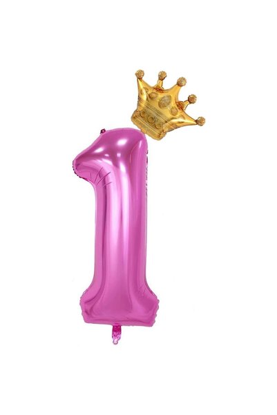 OEM Balon din folie metalizată în formă de cifră 1 și Coroana, pentru anivers...