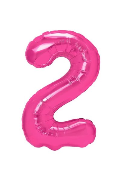 OEM Balon din folie metalizată în formă de cifră 2, pentru aniversări 40 cm, roz