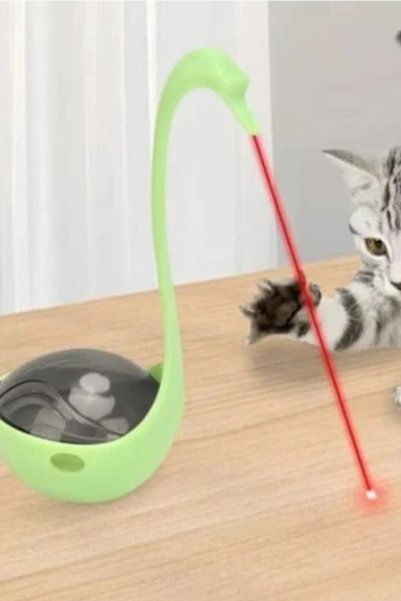 dudu hediye pazarı Swan-shaped laser pointer cat toy with food dispenser - green