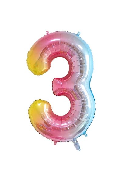 OEM Balon din folie metalizată Gradient, în formă de cifră 3, pentru aniversă...