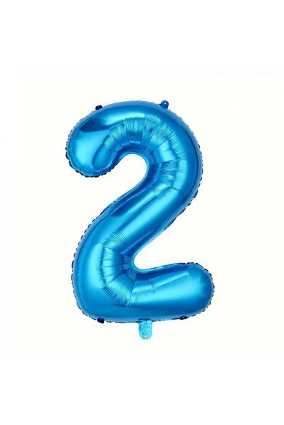 OEM Balon din folie, Cifra 2, 81 cm, Pentru Aer sau Heliu, albastru, decor pe...