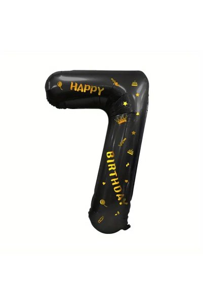 OEM Balon din folie metalizată în formă de cifră 7, cu mesaj Happy Birthday, ...