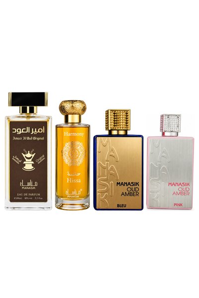 MANASIK Set 4 Manasik, Ameer al Oud Original + Hissa Harmony + Oud Amber Bleu...