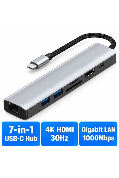 Staryon Hub USB-C 7 în 1 Staryon, Stație de andocare pentru laptop, Adaptor m...
