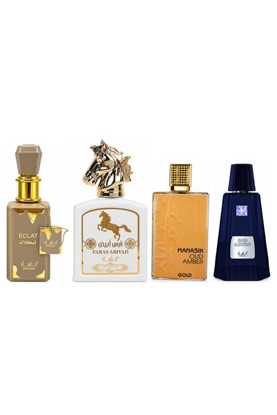 MANASIK Set 4 parfumuri Manasik, Eclat + Faras Abiyad + Oud Amber Gold + Oud ...