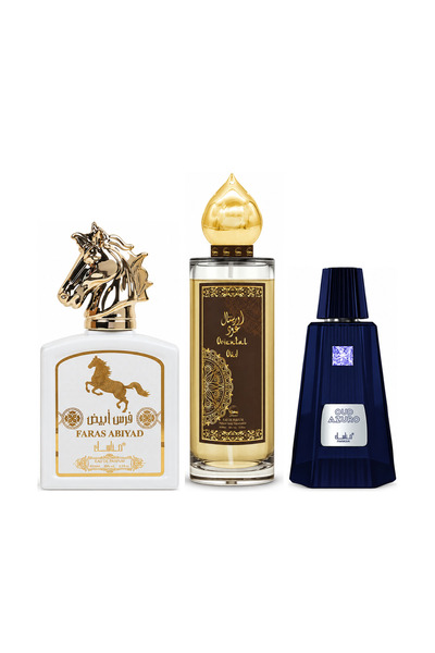 MANASIK Set 3 parfumuri Manasik, Faras Abiyad + Oriental Oud + Oud Azuro, EDP...