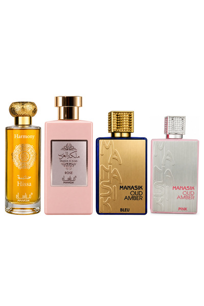 MANASIK Set 4 Manasik, Hissa Harmony + Malikat al Arab Rose + Oud Amber Bleu ...