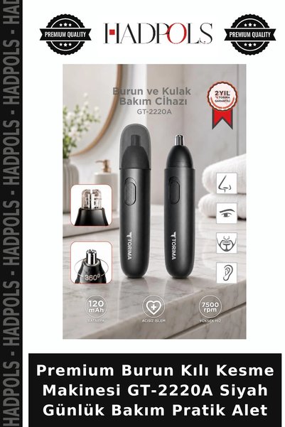 HadPols Premium Burun Kılı Kesme Makinesi GT-2220A Siyah Günlük Bakım Pratik Alet