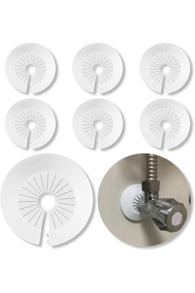 TERRIFI 6 Pcs Plumbing Cover Plates, Plastic Escutcheon Plate Flange Pipe Cov...