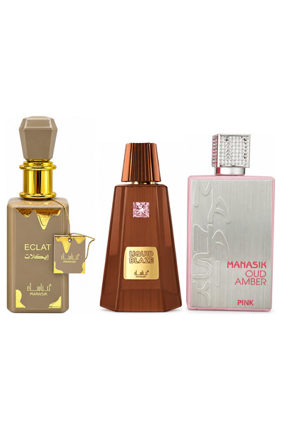 MANASIK Set 3 parfumuri Manasik, Eclat + Liquid Blaze + Oud Amber Pink, EDP, ...