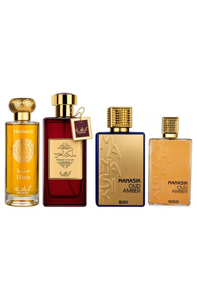 MANASIK Set 4 Manasik, Hissa Harmony + Malikat al Arab + Oud Amber Bleu + Oud...