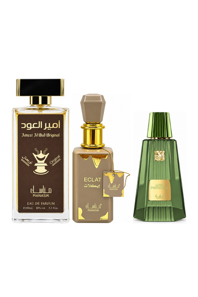 MANASIK Set 3 parfumuri Manasik, Ameer al Oud Original + Eclat + Lush Pistach...