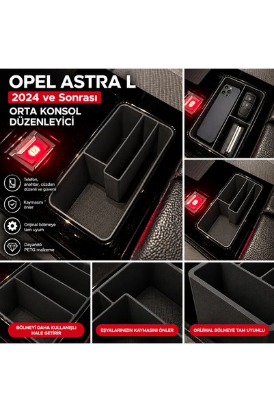 Sticker Works Opel Astra L 2024 and Later Compatible Center Console Organizer...