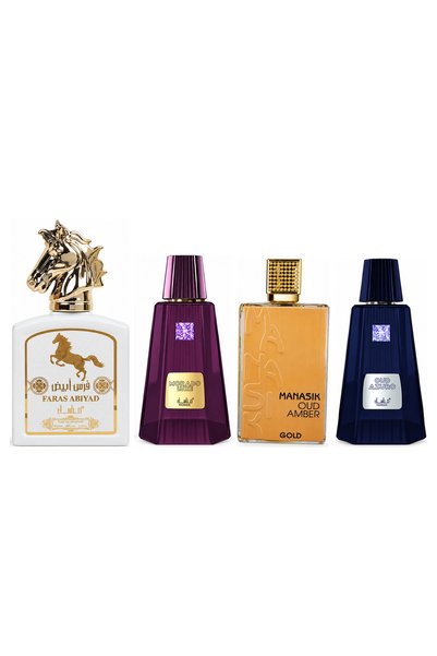 MANASIK Set 4 parfumuri Manasik, Faras Abiyad + Morado Luxe + Oud Amber Gold ...