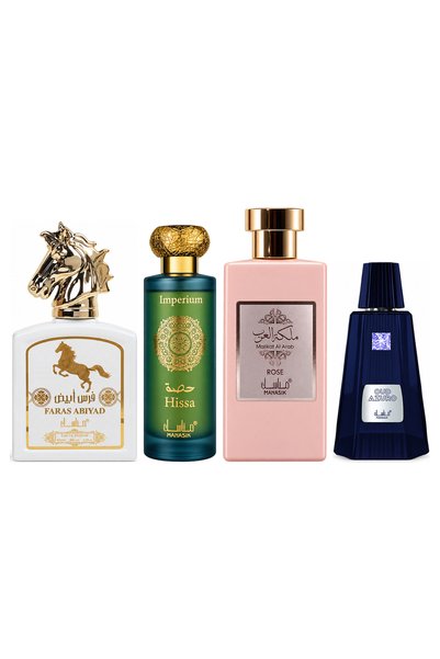 MANASIK Set 4 Manasik, Faras Abiyad + Hissa Imperium + Malikat al Arab Rose +...