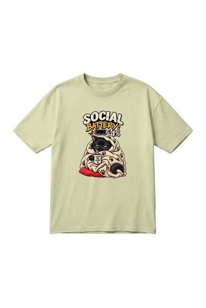 barsdepo Cat Printed Unisex Oversize T-Shirt