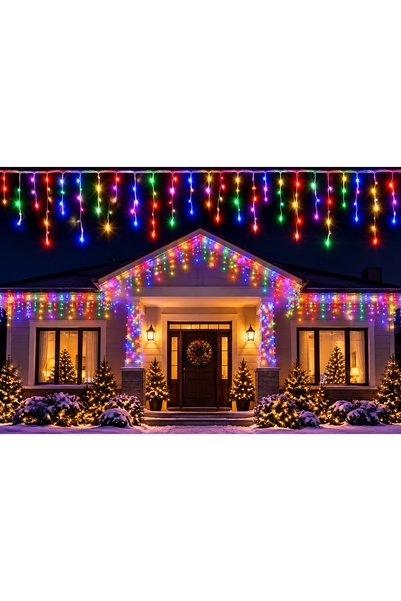 Generic Brand Instalatie luminoasa LED tip turturi, 25 m, 512 LED-uri, multic...