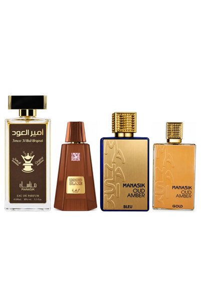 MANASIK Set 4 Manasik, Ameer al Oud Original + Liquid Blaze + Oud Amber Bleu ...