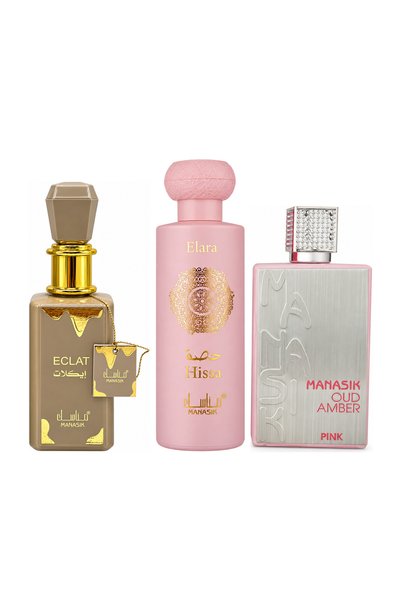 MANASIK Set 3 parfumuri Manasik, Eclat + Hissa Elara + Oud Amber Pink, EDP, 3...