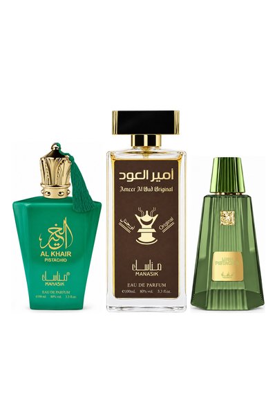 MANASIK Set 3 parfumuri Manasik, Al Baraka Pistachio + Ameer al Oud Original ...