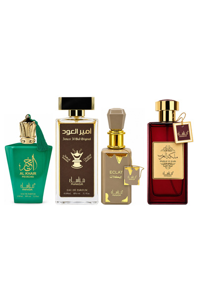 MANASIK Set 4 Manasik, Al Baraka Pistachio + Ameer al Oud Original + Eclat + ...
