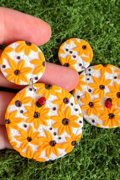 Handmade Cercei Floarea Soarelui și Buburuze